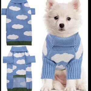 K18  Nwt  Adorable turtleneck warm sweater for your K-9 kid Blue skies - Sz - Xs